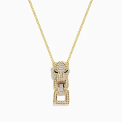 Effy Jewelry Signature 14K Yellow Gold Emerald and Diamond Panther Pendant | Necklaces & Pendants