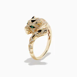 Effy Jewelry Signature 14K Yellow Gold Emerald and Diamond Panther Ring | Rings
