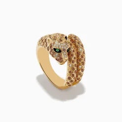 Effy Jewelry Signature 14K Yellow Gold Emerald, Espresso, and White Diamond Ring | Rings