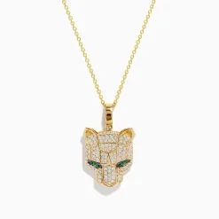 Effy Jewelry Signature 14K Yellow Gold Emerald and Diamond Panther Pendant | Necklaces & Pendants