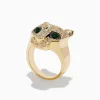 BH Multi Signature 14K Yellow Gold Emerald and Diamond Panther Ring | Rings