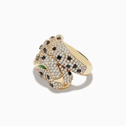 Effy Jewelry Signature 14K Yellow Gold Emerald, Black and White Diamond Ring | Rings