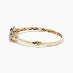 BH Multi Signature 14K Yellow Gold Emerald and Multi Diamond Bangle | Bracelets