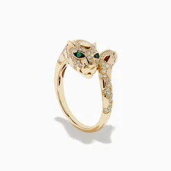 Effy Jewelry Signature 14K Yellow Gold Emerald and Diamond Panther Ring | Rings