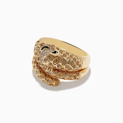 Effy Jewelry Signature 14K Yellow Gold Emerald, Espresso, and White Diamond Ring | Rings