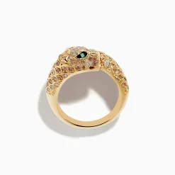 Effy Jewelry Signature 14K Yellow Gold Emerald, Espresso, and White Diamond Ring | Rings