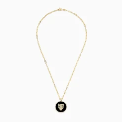 BH Multi Signature 14K Yellow Gold Onyx, Emerald and Diamond Coin Pendant | Necklaces & Pendants