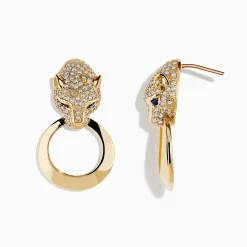 Effy Jewelry Signature 14K Yellow Gold Sapphire and Diamond Panther Earrings | Earrings