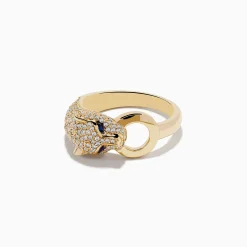 Effy Jewelry Signature 14K Yellow Gold Sapphire and Diamond Panther Ring | Rings