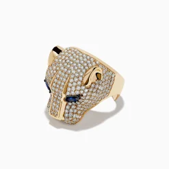 Effy Jewelry Signature 14K Yellow Gold Sapphire and Diamond Panther Ring | Rings