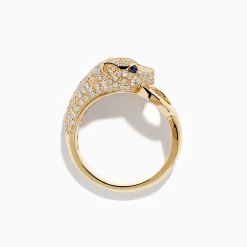 Effy Jewelry Signature 14K Yellow Gold Sapphire and Diamond Panther Ring | Rings