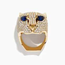 Effy Jewelry Signature 14K Yellow Gold Sapphire and Diamond Panther Ring | Rings