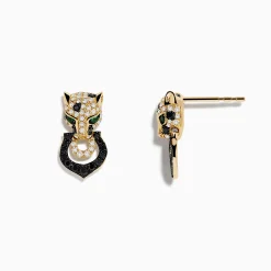 Effy Jewelry Signature 14K Yellow Gold White and Black Diamond Panther Earrings | Earrings