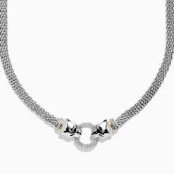 Effy Jewelry Signature Sterling Silver u0026 18K Gold Diamond and Tsavorite Panther Necklace, 0.48 TCW | Necklaces & Pendants