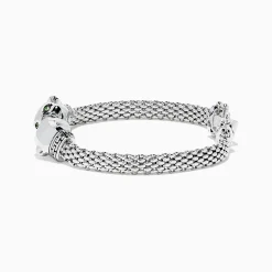 Effy Jewelry Signature Sterling Silver Diamond and Tsavorite Panther Bracelet, 0.16 TCW | Bracelets