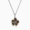 Effy Jewelry Splash Sterling Silver Diamond, Sapphires u0026 Tsavorite Flower Necklace | Necklaces & Pendants