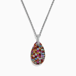 Effy Jewelry Splash Sterling Silver Multi Sapphire u0026 Diamond Pendant, 3.26 TCW | Necklaces & Pendants