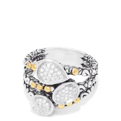 Effy Jewelry 925 Sterling Silver and 18K Gold Accented Diamond Ring, 0.21 TCW | Rings