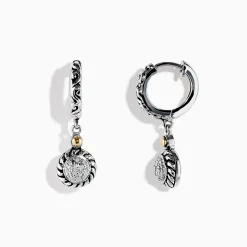 Effy Jewelry 925 Sterling Silver and 18K Yellow Gold Diamond Drop Earrings | Earrings