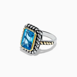 Effy Jewelry 925 Sterling Silver and 18K Yellow Gold Blue Topaz Ring | Rings