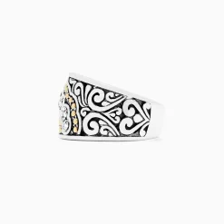 Effy Jewelry 925 Sterling Silver and 18K Yellow Gold Diamond Ring, 0.10 TCW | Rings