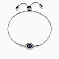 Effy Jewelry 925 Sterling Silver Blue Sapphire and Diamond Evil Eye Bracelet | Bracelets