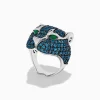 BH Multi 925 Sterling Silver Blue Topaz and Green Onyx Panther Ring | Rings
