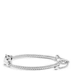 Effy Jewelry 925 Sterling Silver Braide Chain Diamond Panther Bolo Bracelet, 0.10 TCW | Bracelets