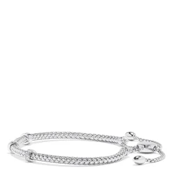 Effy Jewelry 925 Sterling Silver Braided Chain Diamond Accent Bolo Bracelet, 0.15 TCW | Bracelets