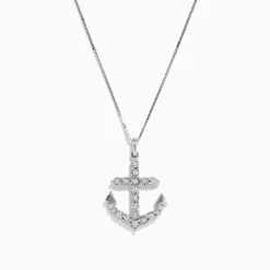Effy Jewelry 925 Sterling Silver Diamond Anchor Pendant | Necklaces & Pendants