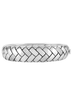 Effy Jewelry 925 Sterling Silver Diamond Accented Bangle, 0.35 TCW | Bracelets