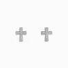 Effy Jewelry 925 Sterling Silver Diamond Cross Stud Earrings | Earrings