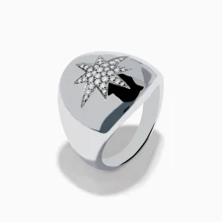 Effy Jewelry 925 Sterling Silver Diamond Star Signet Ring | Rings