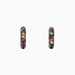 Effy Jewelry 925 Sterling Silver Multi Sapphire Splash Huggie Earrings, 1.98 TCW | Earrings