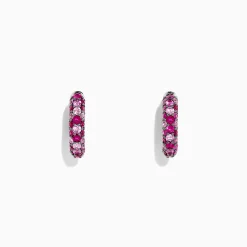 Effy Jewelry 925 Sterling Silver Pink Sapphire Splash Huggie Earrings, 1.80 TCW | Earrings