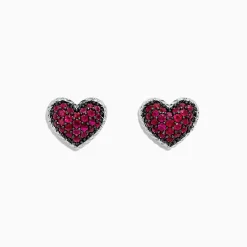 Effy Jewelry 925 Sterling Silver Ruby Heart Earrings, 1.31 TCW | Earrings