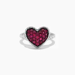 Effy Jewelry 925 Sterling Silver Ruby Heart Ring, 1.02 TCW | Rings