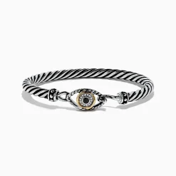 BH Multi Sterling Silver Sapphire and Diamond Evil Eye Bangle, 0.20 TW | Bracelets