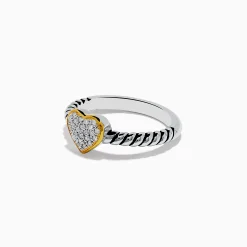 Effy Jewelry 925 Sterling Silver Two Tone Gold Plated Diamond Heart Ring | Rings