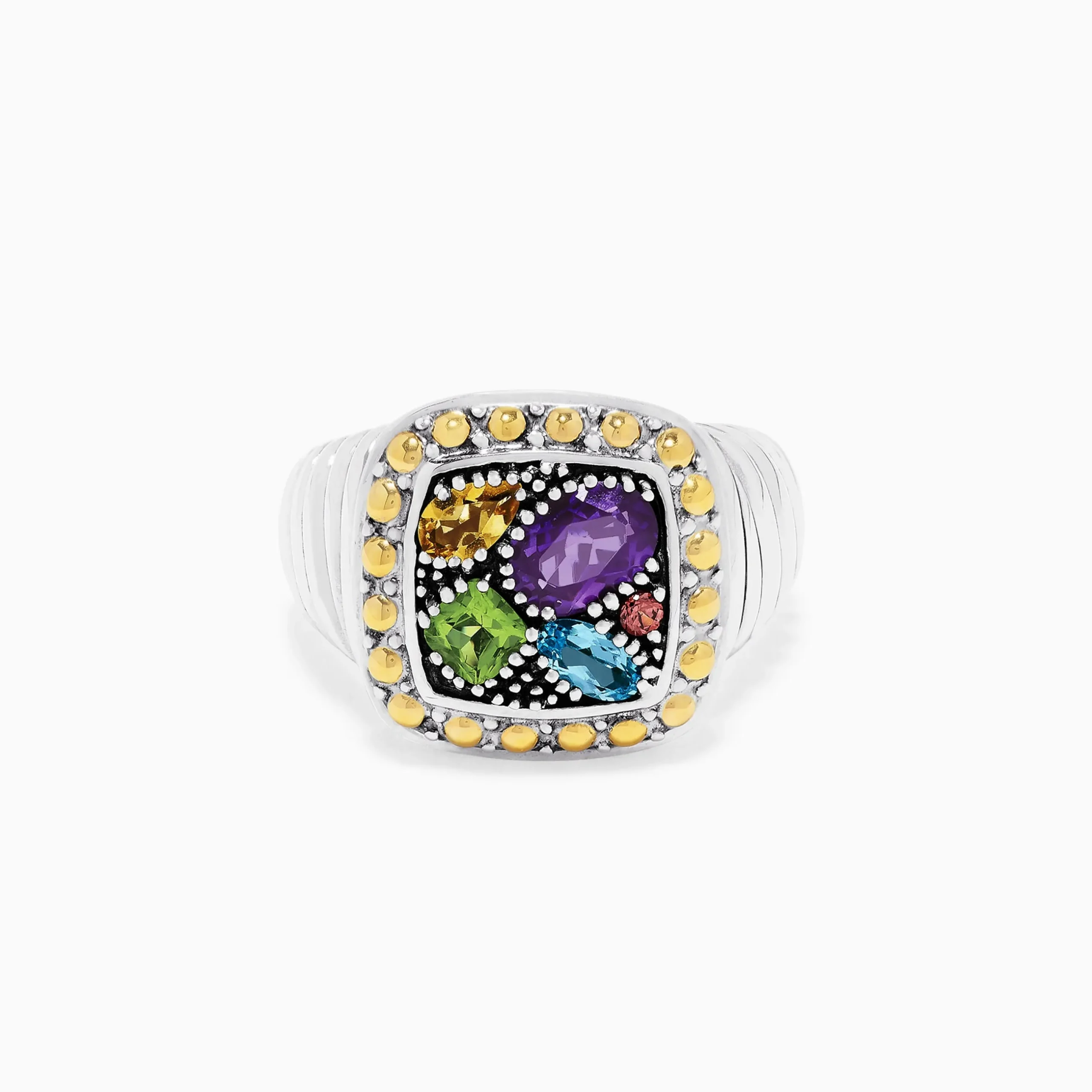 Effy Jewelry 925 Sterling Silver u0026 18K Gold Accent Multi Gemstone Ring, 1.54 TCW | Rings