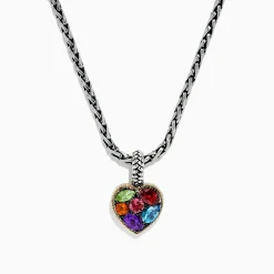 Effy Jewelry 925 Sterling Silver u0026 18K Gold Multi Gemstone Heart Pendant, 1.98 TCW | Necklaces & Pendants