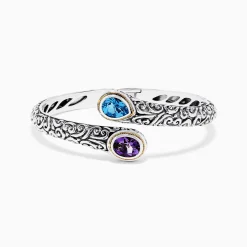 Effy Jewelry 925 Sterling Silver u0026 18K Gold Topaz and Amethyst Bangle, 3.32 TCW | Bracelets