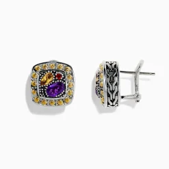 Effy Jewelry 925 Sterling Silver u0026 18K Gold Multi Gemstone Earrings, 1.28 TCW | Earrings