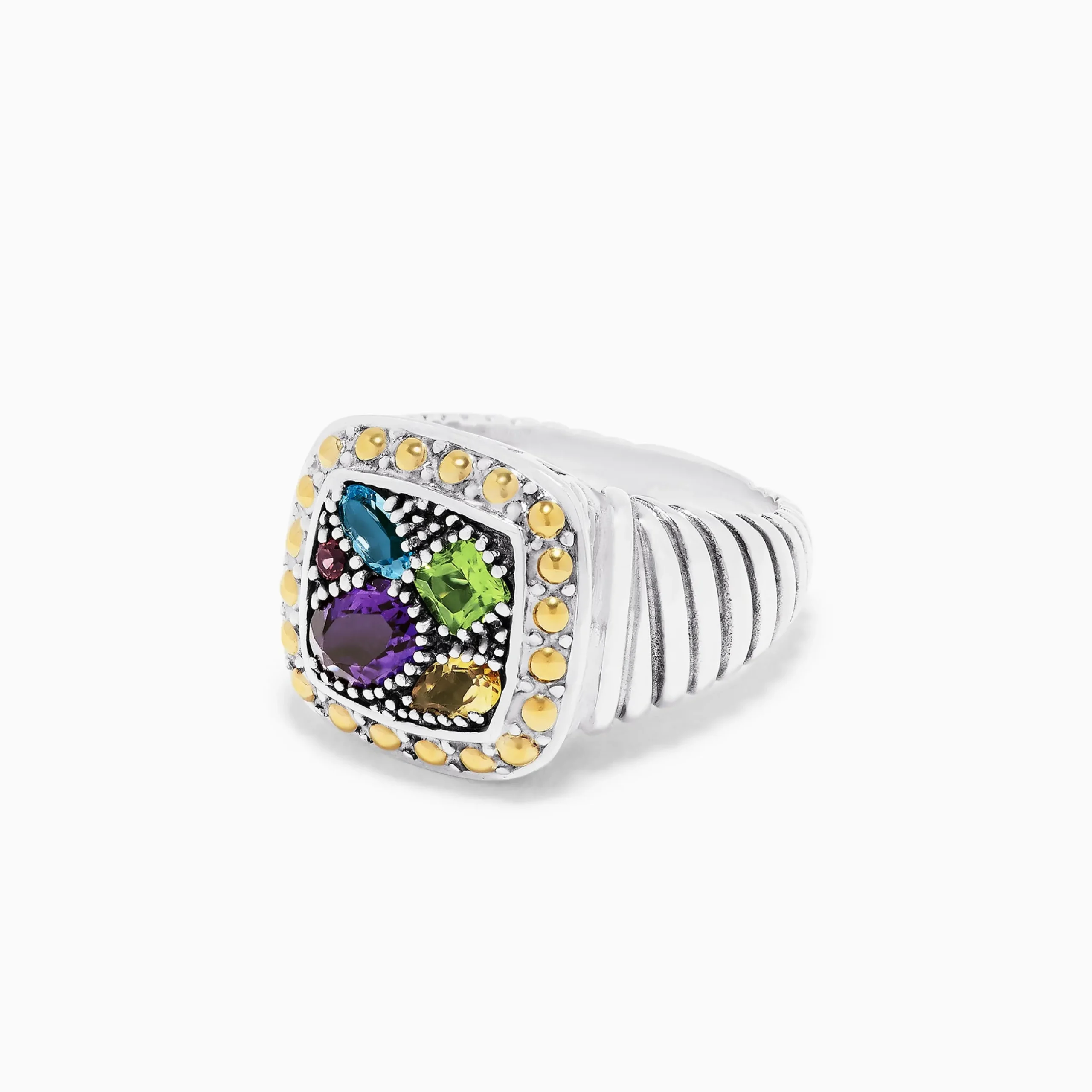 Effy Jewelry 925 Sterling Silver u0026 18K Gold Accent Multi Gemstone Ring, 1.54 TCW | Rings