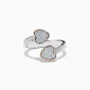 Effy Jewelry 925 Sterling Silver u0026 14K Rose Gold Diamond Heart Bypass Ring | Rings