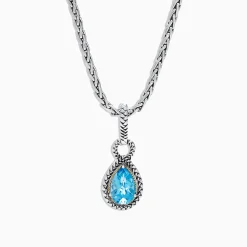 Effy Jewelry 925 Sterling Silver u0026 18K Yellow Gold Blue Topaz Pendant, 3.14 TCW | Necklaces & Pendants