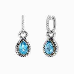 Effy Jewelry 925 Sterling Silver u0026 18K Yellow Gold Blue Topaz Earrings, 4.56 TCW | Earrings