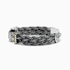 Effy Jewelry 925 Sterling Silver/18K Yellow Gold Garnet Braided Chain Bracelet | Bracelets