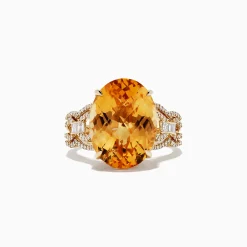 BH Multi Sunset 14K Yellow Gold Citrine and Diamond Cocktail Ring, 9.72 TCW | Rings