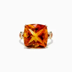 BH Multi Sunset 14K Yellow Gold Citrine and Diamond Cocktail Ring, 11.04 TCW | Rings
